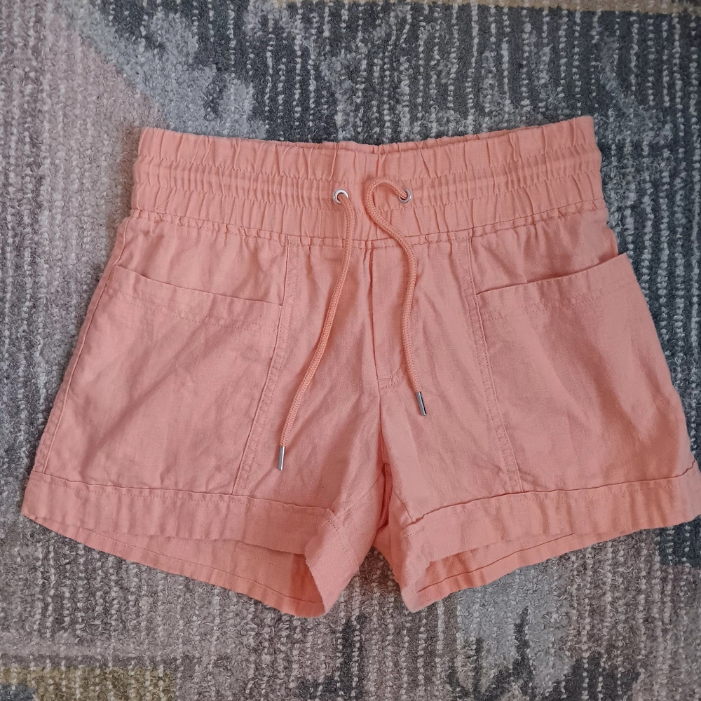 Athleta Coral Drawstring Linen Shorts